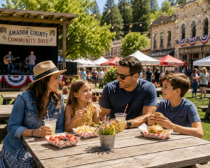 Family enjoying a seasonal community event in Amador County